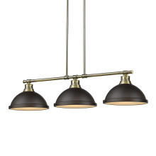 Golden 3602-3LP AB-RBZ - Yep by Golden Lighting Duncan 3-light Island Light in Aged Brass and Rubbed Bronze shade